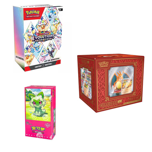 Bundle Pokémon EV8.5 Évolution Prismatique + SPC Dracaufeu + Gem Pack Chinois