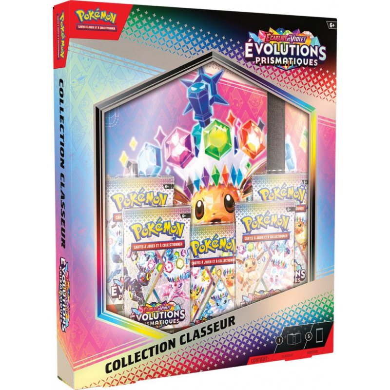 Pokemon - Coffret Collection Classeur - EV8.5 Écarlate et Violet – Évolutions Prismatiques : Collection Classeur 5 Boosters - Shiny TCG