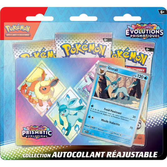 Pokémon - Tripack - Coffret Collection Autocollant - EV8.5 Ecarlate et Violet - Evolutions Prismatiques : Givrali - Shiny TCG