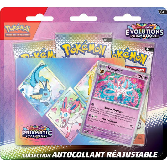 Pokémon - Tripack - Coffret Collection Autocollant - EV8.5 Ecarlate et Violet - Evolutions Prismatiques : Nymphali - Shiny TCG
