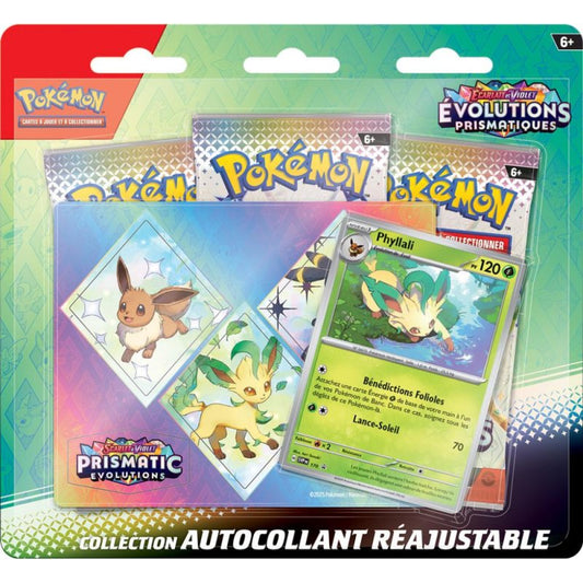 Pokémon - Tripack - Coffret Collection Autocollant - EV8.5 Ecarlate et Violet - Evolutions Prismatiques : Phyllali - Shiny TCG